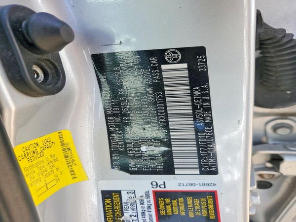 2012 TOYOTA CAMRY — VINS