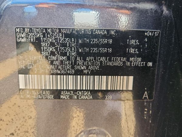 2017 TOYOTA RAV4 Ltd/Platinum