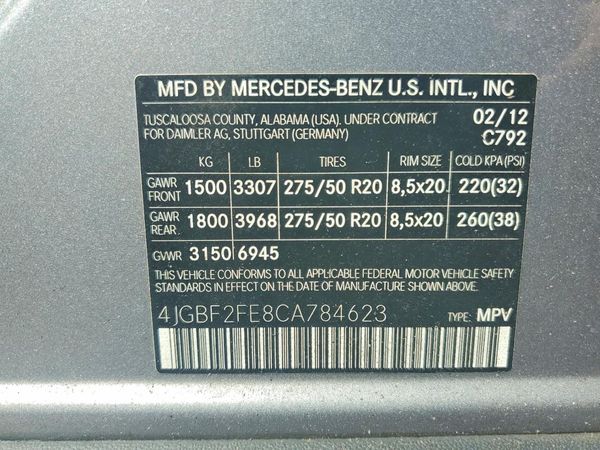 2012 MERCEDES-BENZ GL GL350 BLUETEC 4-MATIC