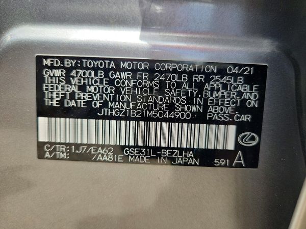 2021 LEXUS IS 350 F Sport — VINS