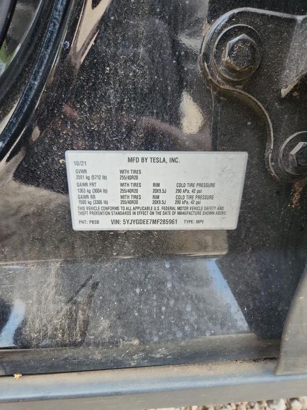 2021 TESLA MODEL Y — VINS