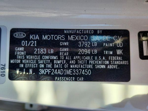 2021 KIA FORTE FE, LXS