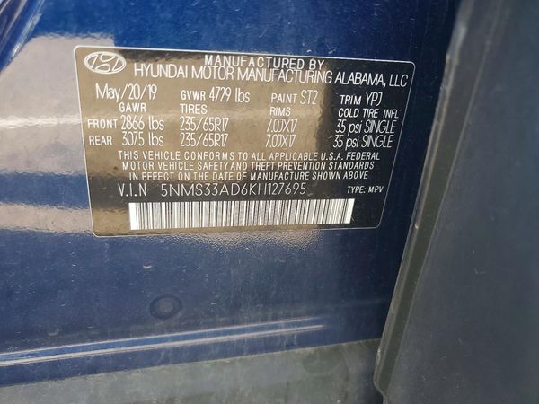 2019 HYUNDAI SANTA FE SEL, SEL Plus