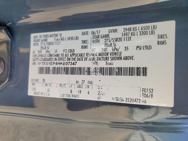 2017 FORD F150 SuperCab