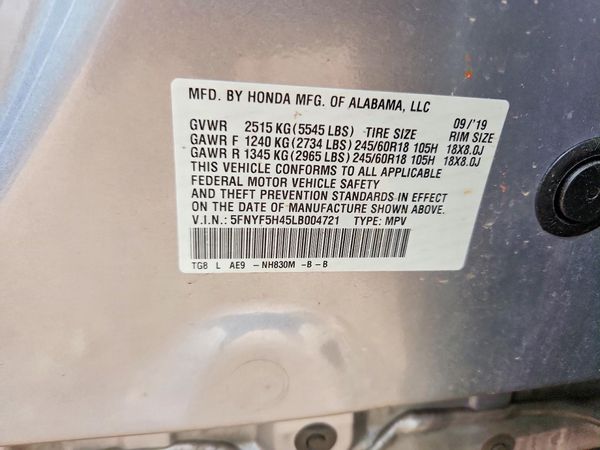 2020 HONDA PILOT EXL-NR