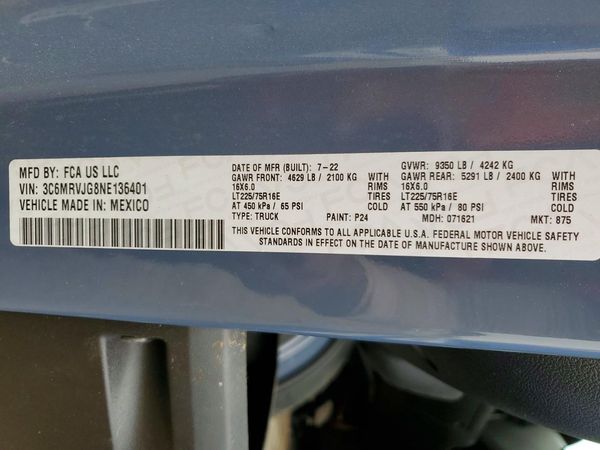 2022 RAM PROMASTER 3500 High Roof
