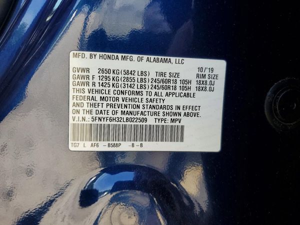 2020 HONDA PILOT EX