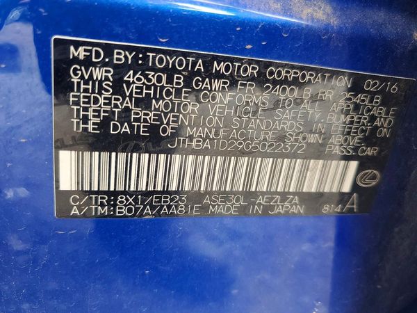 2016 LEXUS IS 200t