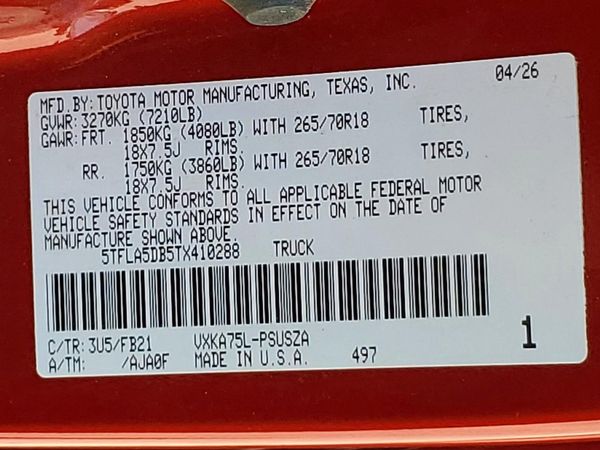 2026 TOYOTA TUNDRA SR5
