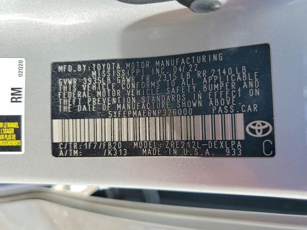 2022 TOYOTA COROLLA