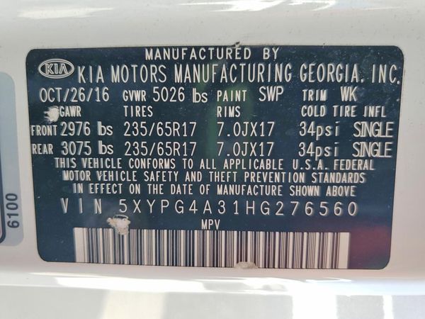 2017 KIA SORENTO L, LX