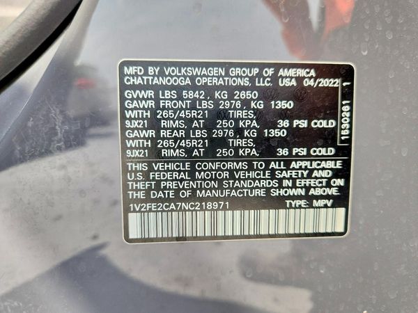2022 VOLKSWAGEN ATLAS CROSS SPORT