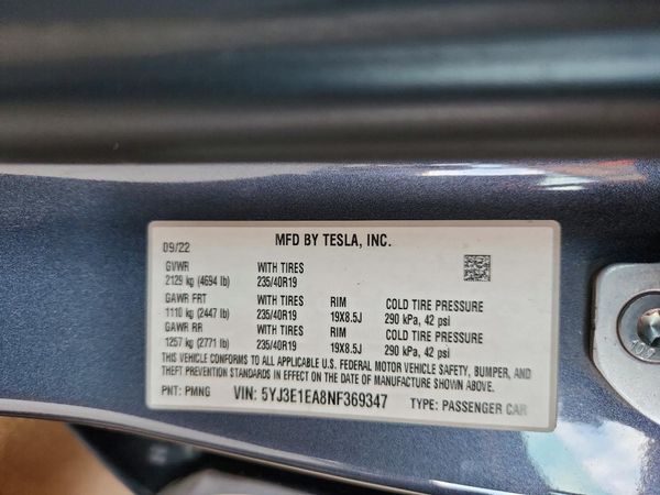 2022 TESLA MODEL 3