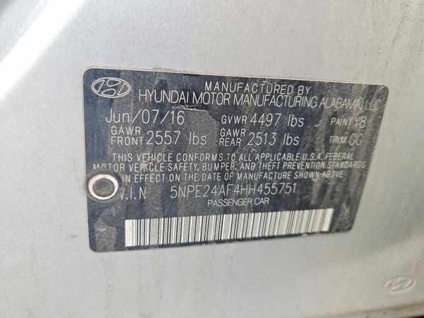 2017 HYUNDAI SONATA SE, Eco