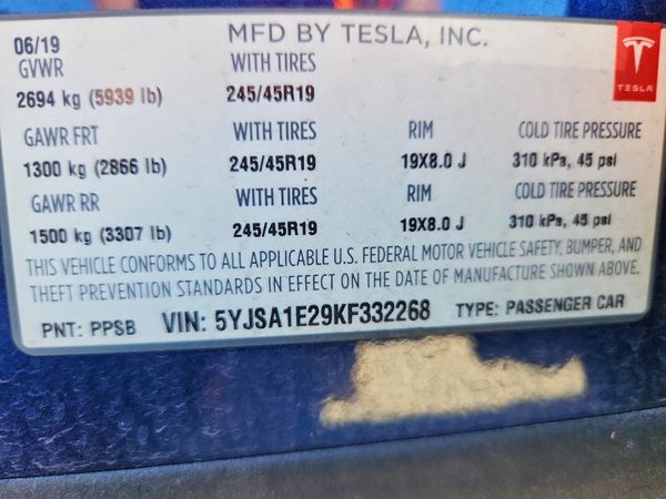 2019 TESLA MODEL S