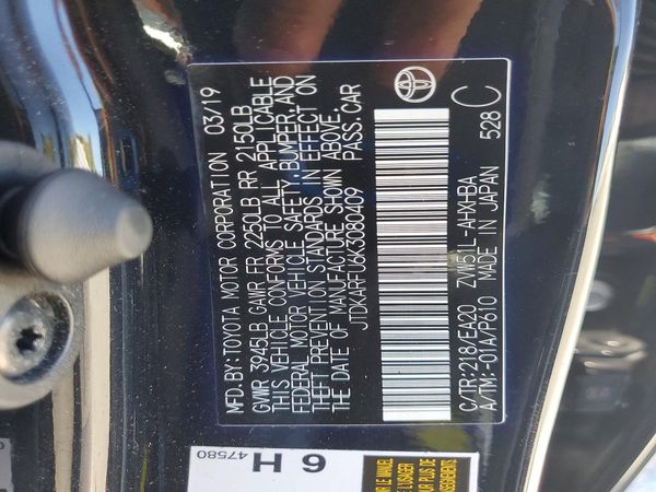 2019 TOYOTA PRIUS L/LE/XLE/LTD. — VINS