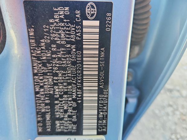 2012 TOYOTA CAMRY