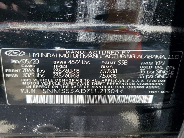 2020 HYUNDAI SANTA FE Limited