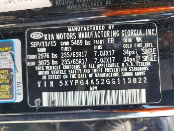 2016 KIA SORENTO L / LX