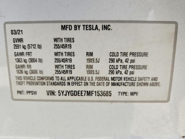 2021 TESLA MODEL  Y