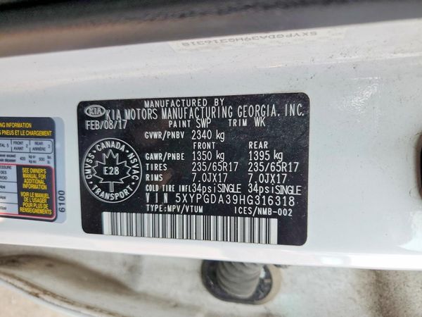 2017 KIA SORENTO L, LX