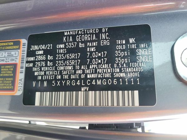 2021 KIA SORENTO LX — VINS