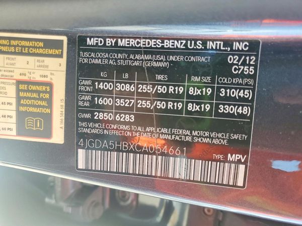 2012 MERCEDES-BENZ ML ML350 4-MATIC