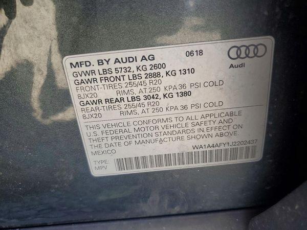 2018 AUDI SQ5 quattro Premium Plus — VINS