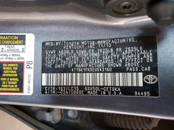 2014 TOYOTA CAMRY — VINS