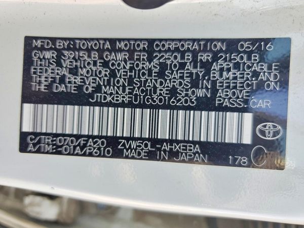 2016 TOYOTA PRIUS One/Two