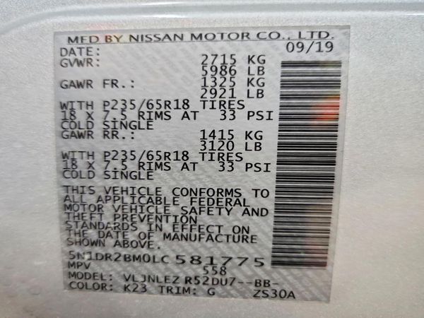 2020 NISSAN PATHFINDER SV