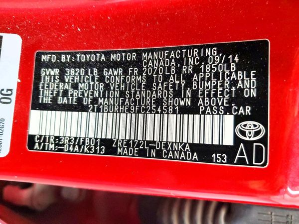 2015 TOYOTA COROLLA L/LE