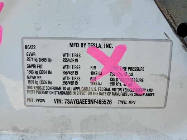 2022 TESLA MODEL Y