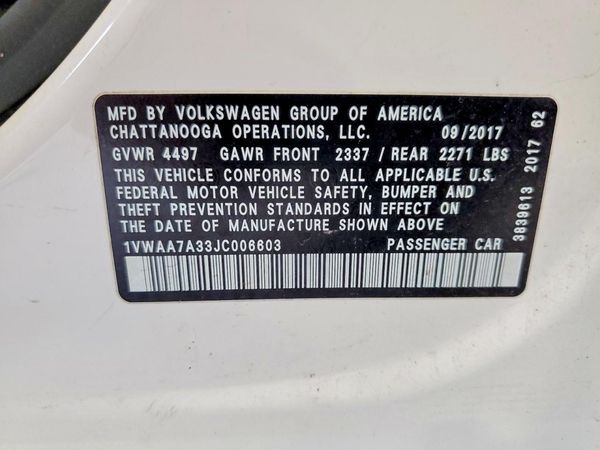 2018 VOLKSWAGEN PASSAT