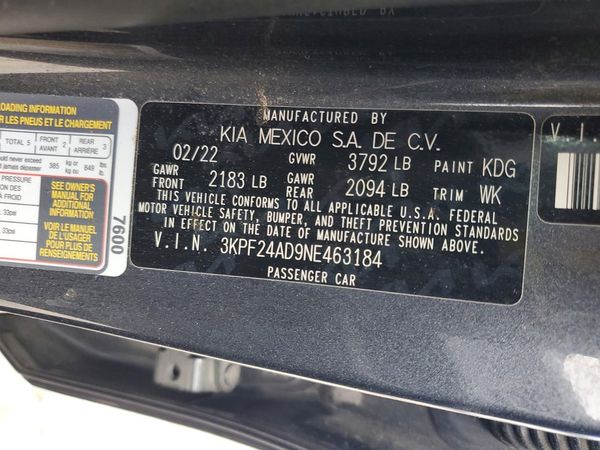2022 KIA FORTE FE, LXS