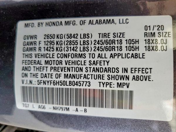 2020 HONDA PILOT EXL