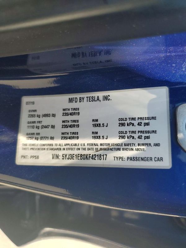 2019 TESLA MODEL 3