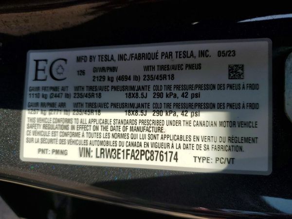 2023 TESLA MODEL 3