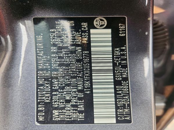 2012 TOYOTA CAMRY