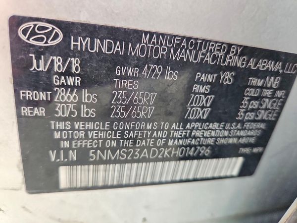 2019 HYUNDAI SANTA FE SE