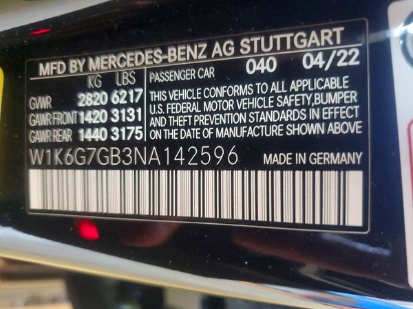 2022 MERCEDES-BENZ S S580 4MATIC