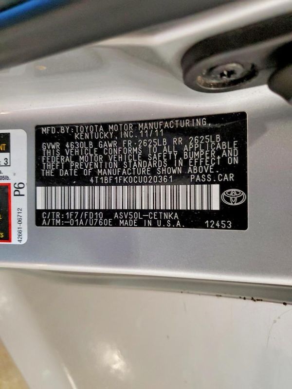 2012 TOYOTA CAMRY
