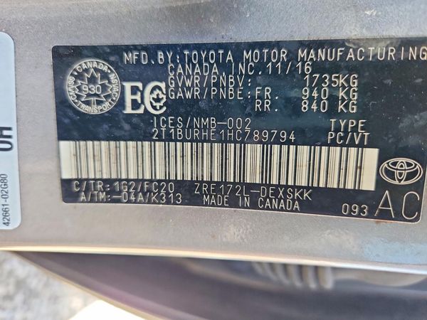 2017 TOYOTA COROLLA