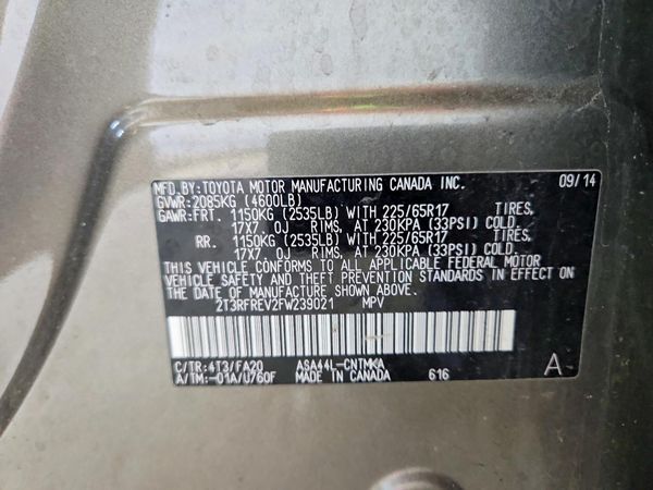 2015 TOYOTA RAV4 XLE (M Grade)