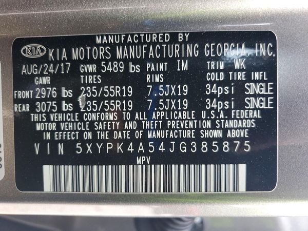 2018 KIA SORENTO SX, SXL