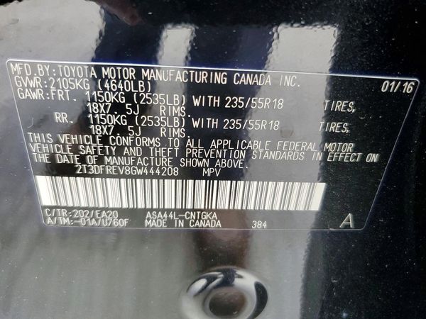 2016 TOYOTA RAV4 Limited (G Grade)