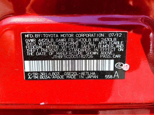 2012 LEXUS IS 250 250C