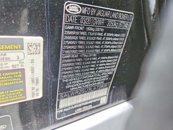 2020 LAND ROVER RANGE ROVER SPORT HSE