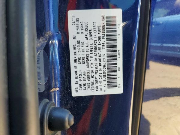 2016 ACURA TLX Base — VINS