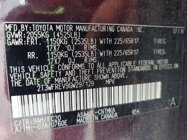 2016 TOYOTA RAV4 XLE (M Grade)